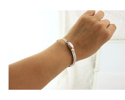 Navajo Cuff Bracelet Sterling Silver Authentic Pink Muscle Native Artist