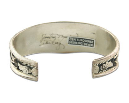 Vintage Navajo Bracelet 925 Silver Handmade Authentic Gemstone Signed JM