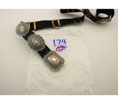Navajo Concho Belt Sterling Silver Handmade Vintage Signed Secatero