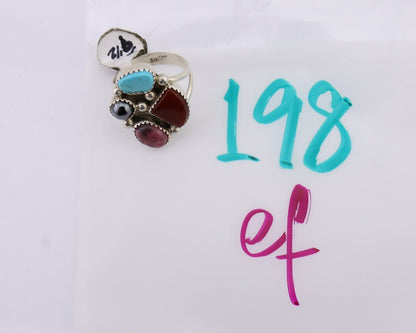 Navajo Ring 925 Silver Natural Gemstone Artist Dorothy Yazzie Size 9.0 C.80's