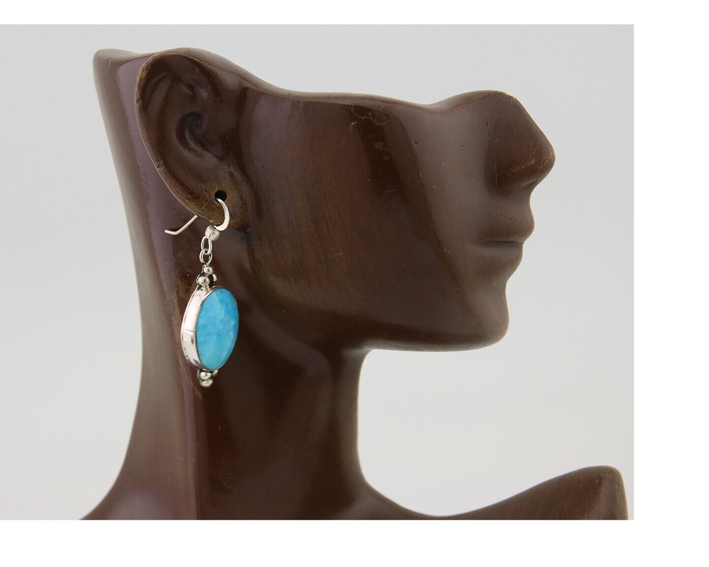 Navajo Dangle Earrings 925 Silver Natural Turquoise Native American Artist C80s