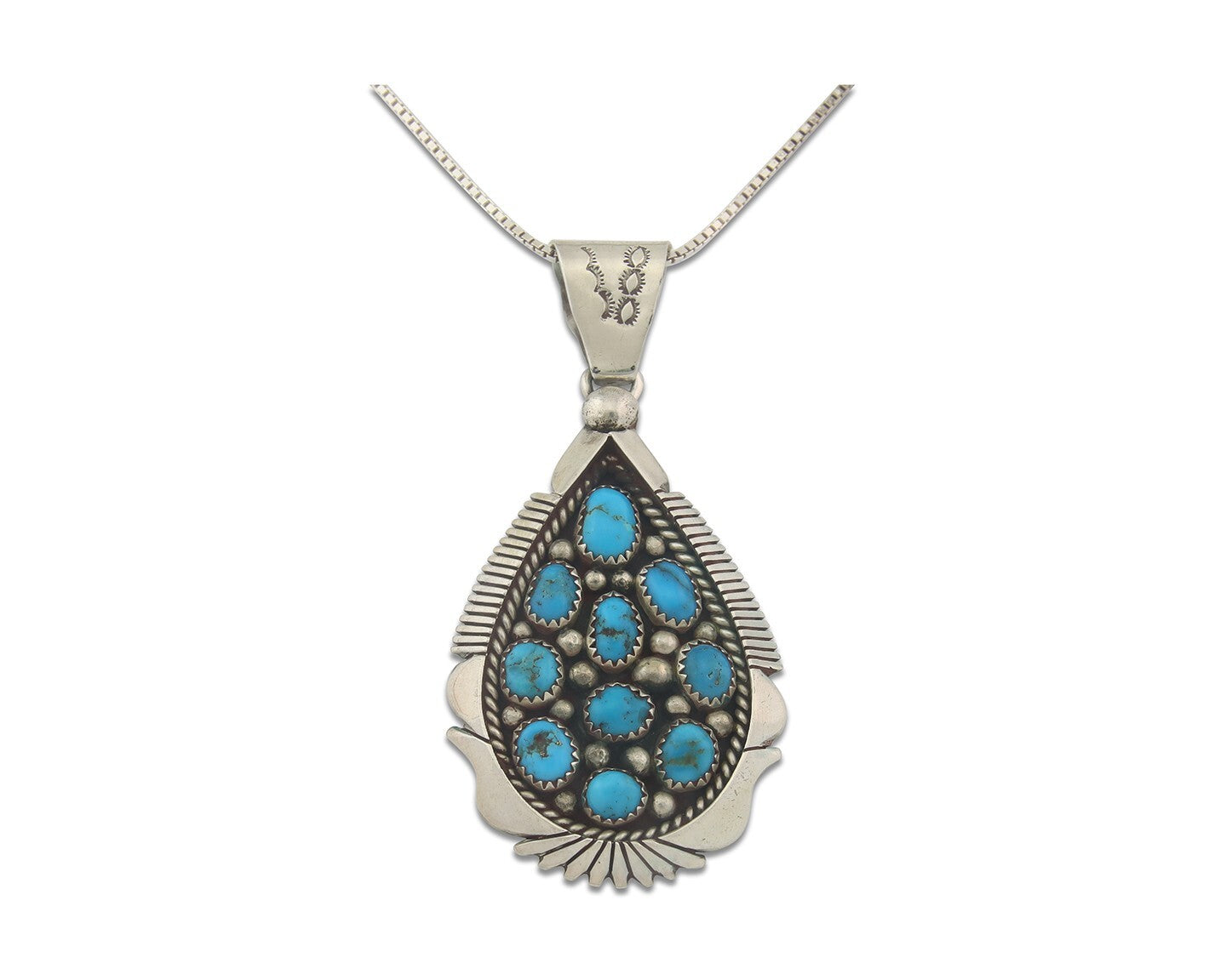 Navajo Sterling silver Necklace Turquosie Authentic Vintage Native American
