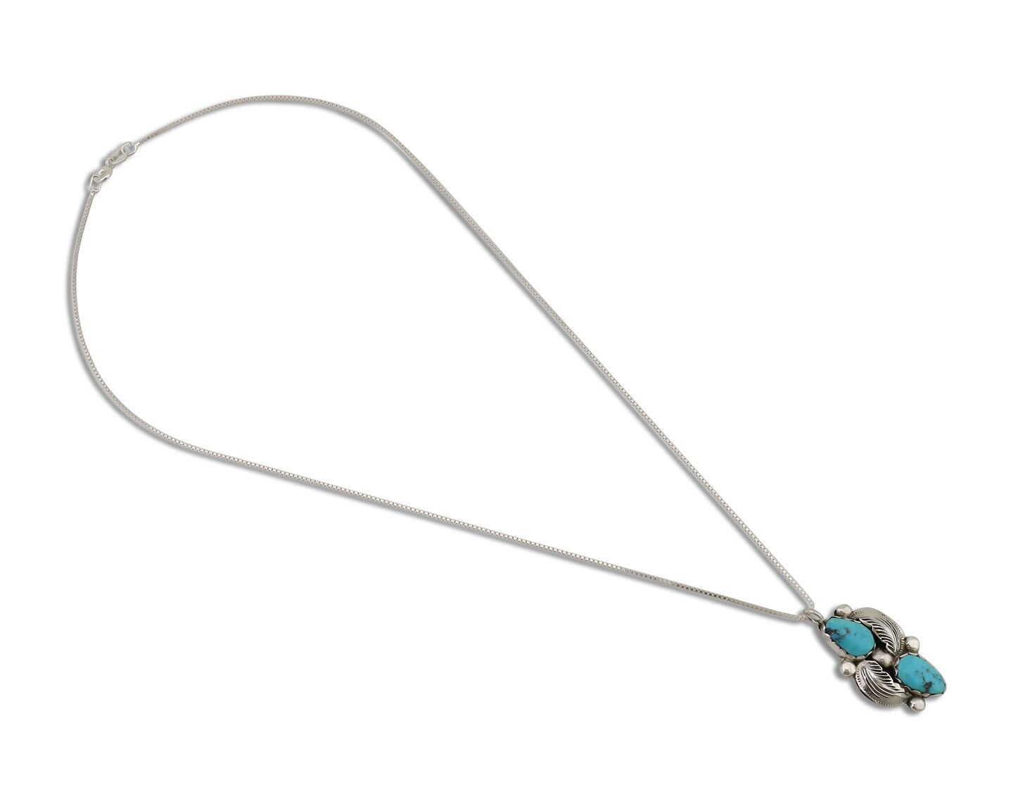 Navajo Turquoise Handmade Necklace 925 Silver Signed Simplicio C.80s