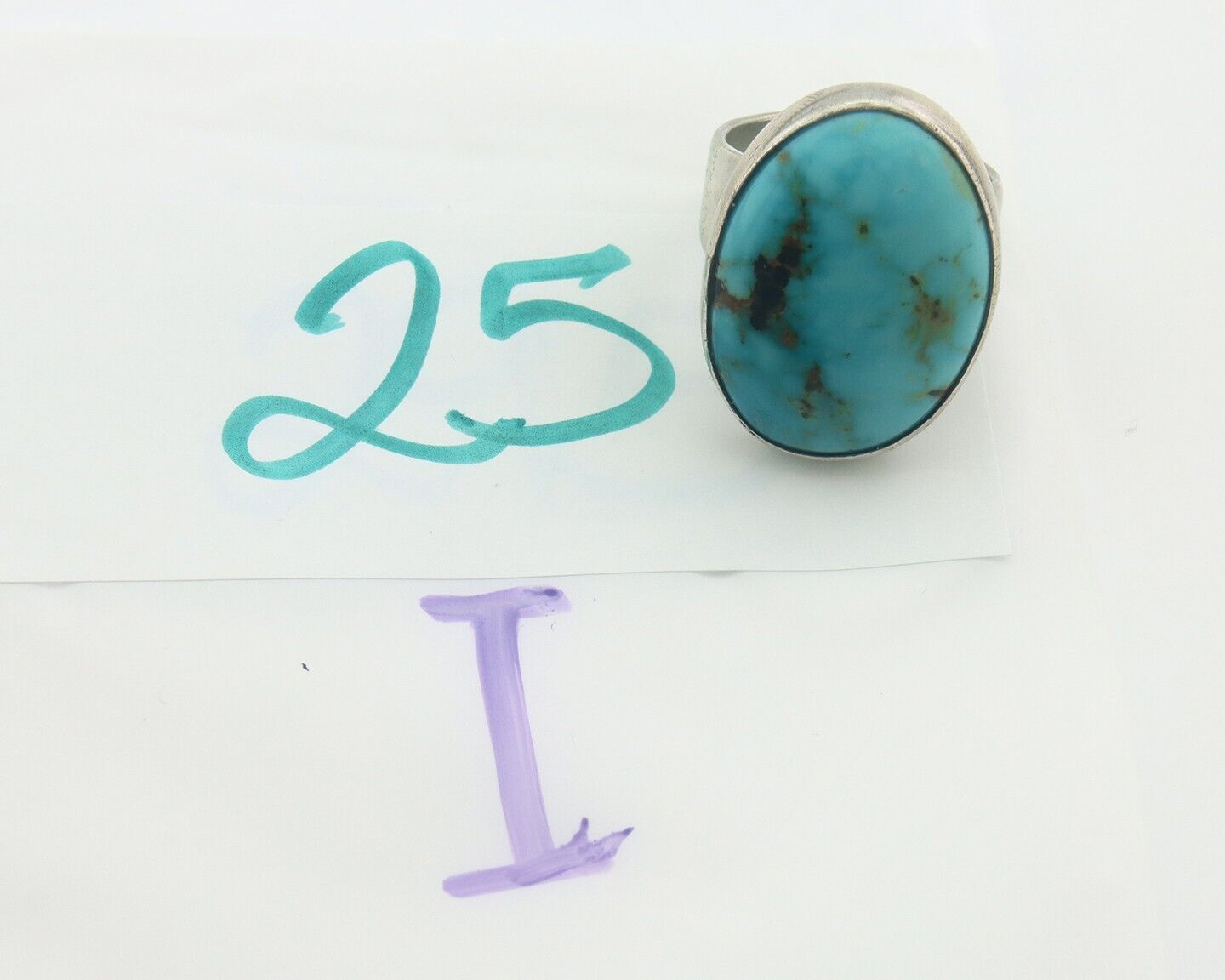 Navajo Ring 925 Sterling Turquoise Handmade Signed M Montoya C.80's Size 10.25