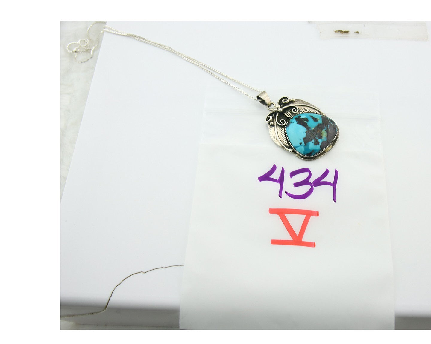 Navajo Sterling Silver Necklace Turquoise Authentic Vintage Signed RM