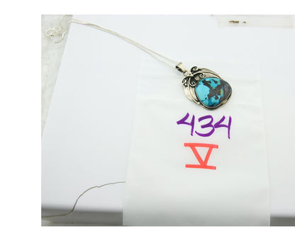 Navajo Sterling Silver Necklace Turquoise Authentic Vintage Signed RM
