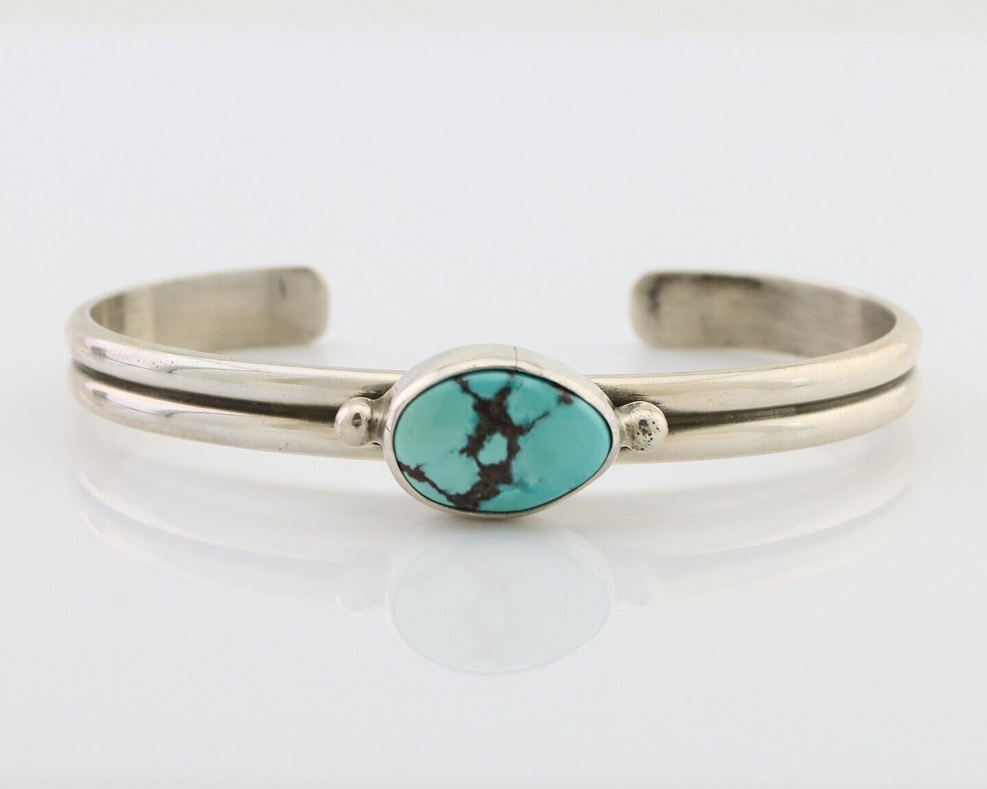 Navajo Cuff Bracelet 925 Silver Natural Blue Turquoise Native American C.80's