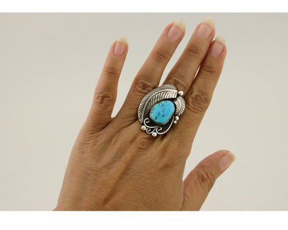 Navajo Ring 925 Silver Blue Turquoise Signed Phillip Morse Jr C.80's