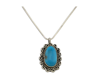 Navajo Necklace Pendant 925 Silver Turquoise Signed Robert Platero C.80's