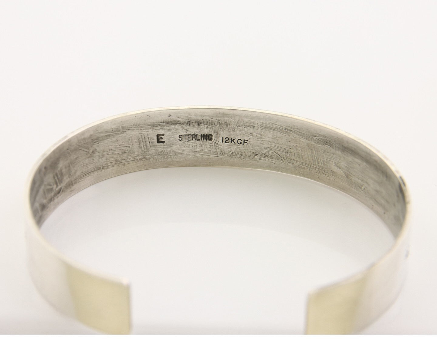 Navajo Bracelet 925 Silver & 12K Gold Cuff Artist Signed Randall Endito C.80's