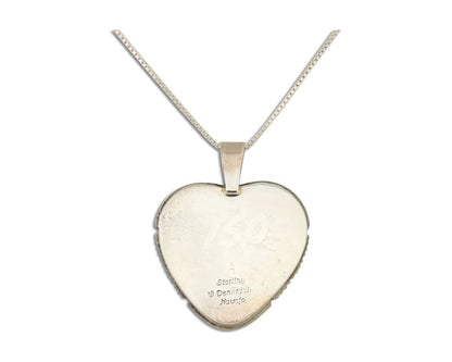 Navajo Heart Necklace 925 Silver Natural Turquoise Signed William Denetdale C80s