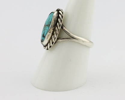 Navajo Ring 925 Silver Kingman Turquoise Native American Artist C.80's