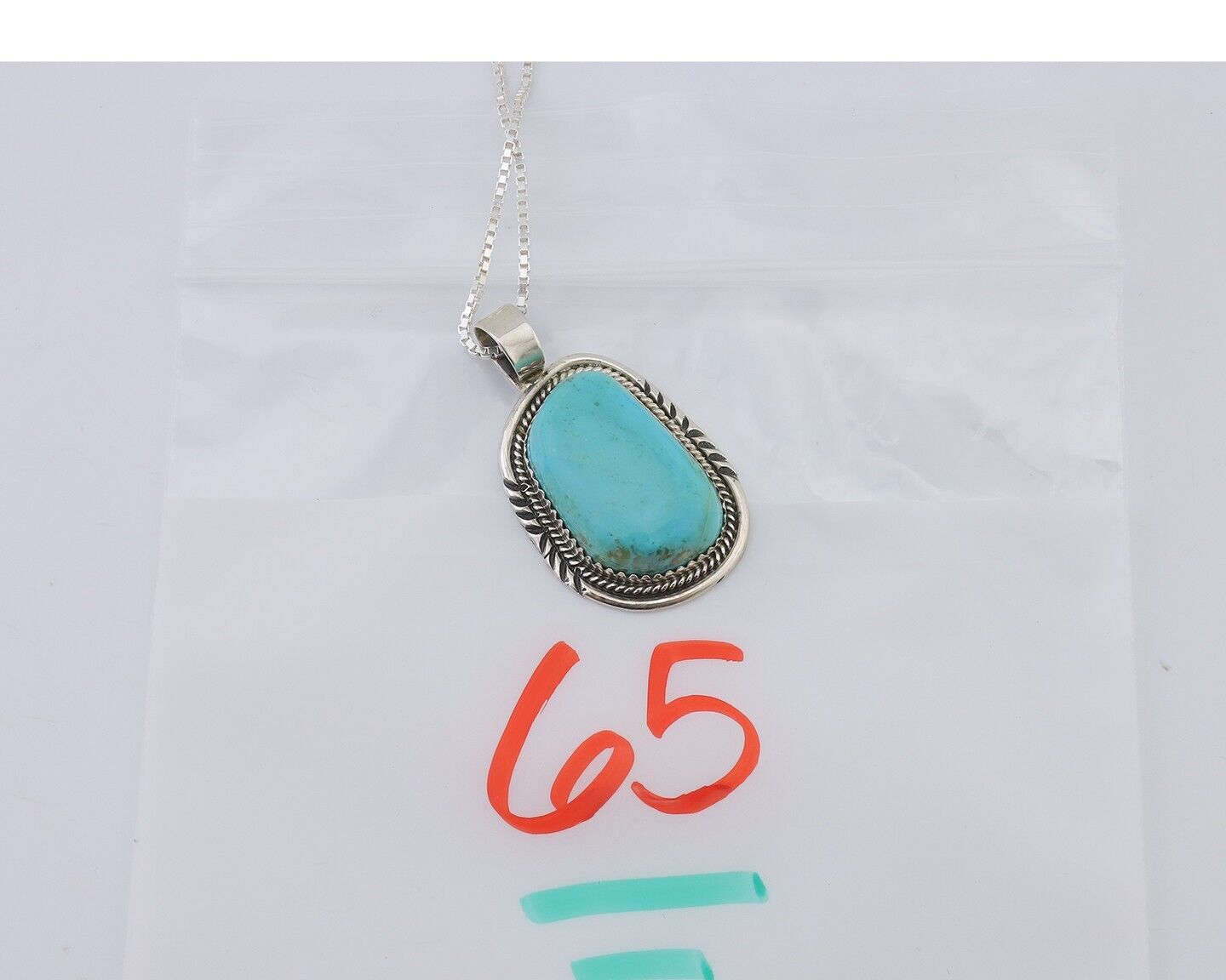 Navajo Necklace 925 Silver Kingman Turquoise Signed Anna Begay C.80's