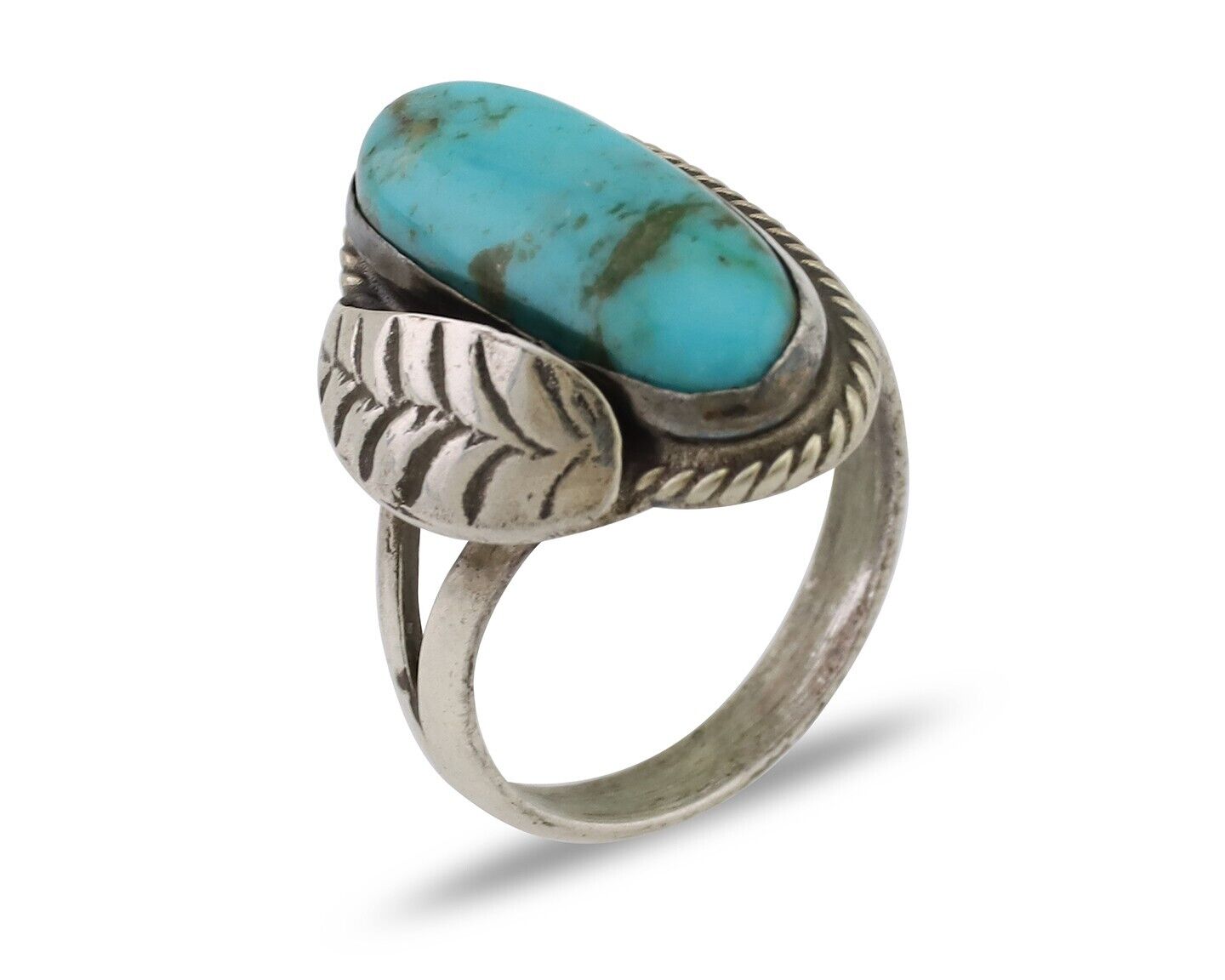 Navajo Handmade Ring 925 Silver Natural Turquoise Native American Artist C.80's