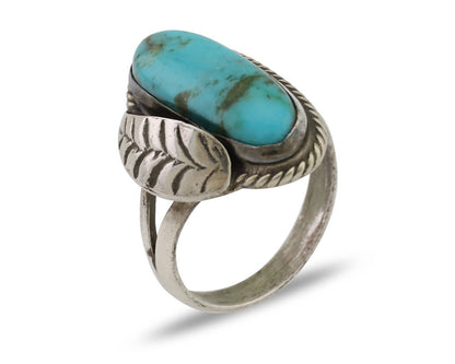 Navajo Handmade Ring 925 Silver Natural Turquoise Native American Artist C.80's