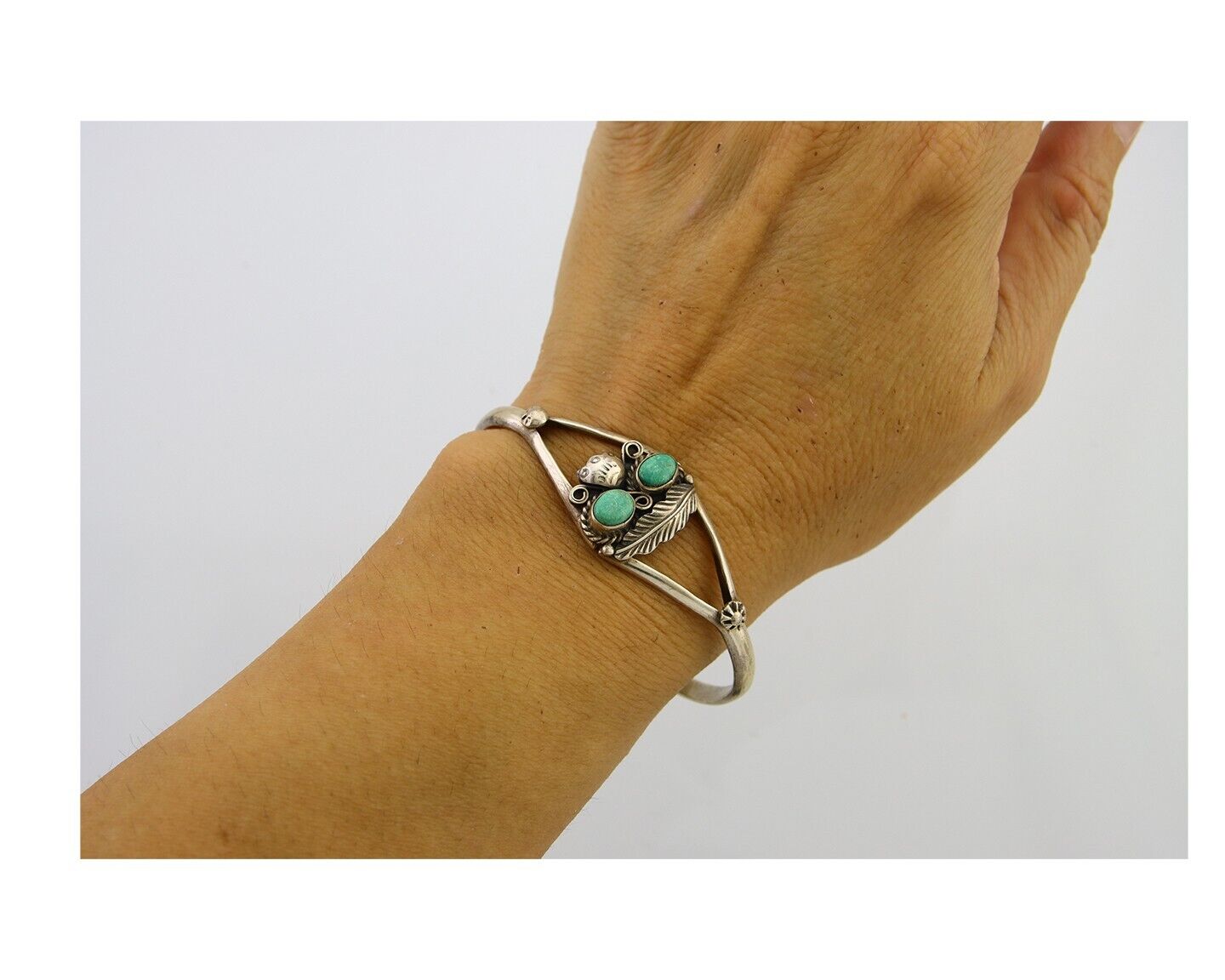 Navajo Bracelet 925 Silver Cuff Turquoise Handmade Native Artist C.80's