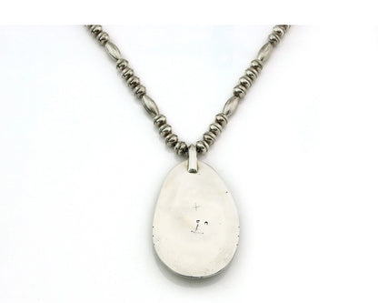 Navajo Necklace 925 Sterling Silver Turquoise Vintage Signed Fred Guerro C.80's