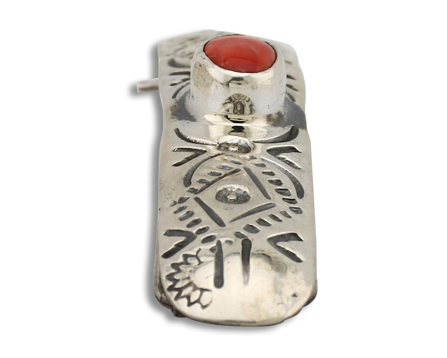 Women Navajo Hair Clip Barrette 925 Silver White Red Spiney Oyster Native Artist