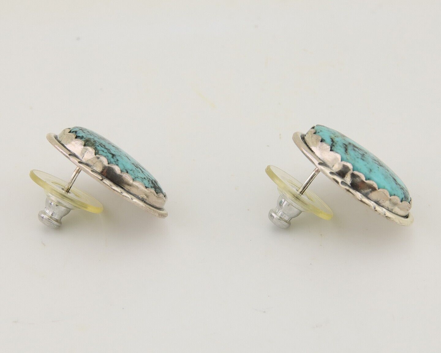 Navajo Earrings 925 Silver Natural Blue Native American Artist C.80's