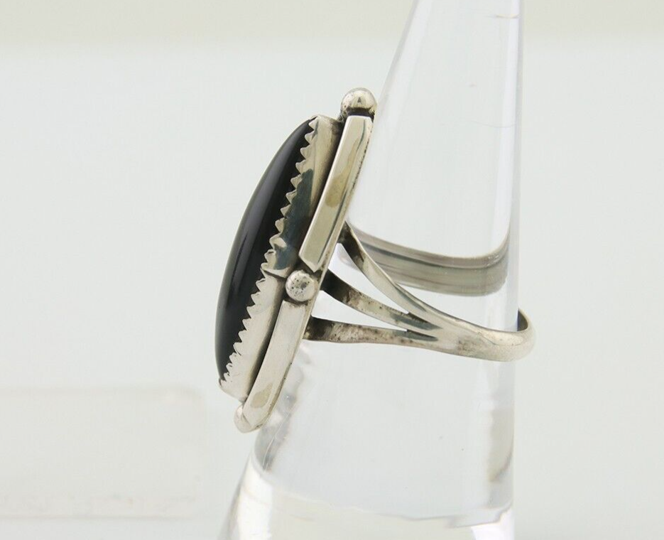 Navajo Handmade Ring 925 Silver Black Onyx Artist Signed SC C.80's