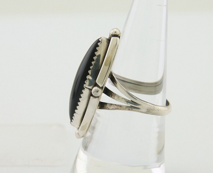 Navajo Handmade Ring 925 Silver Black Onyx Artist Signed SC C.80's