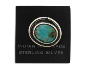 Navajo Tie Tack 925 Silver Natural Mined Turquoise Native American Artist C.80's