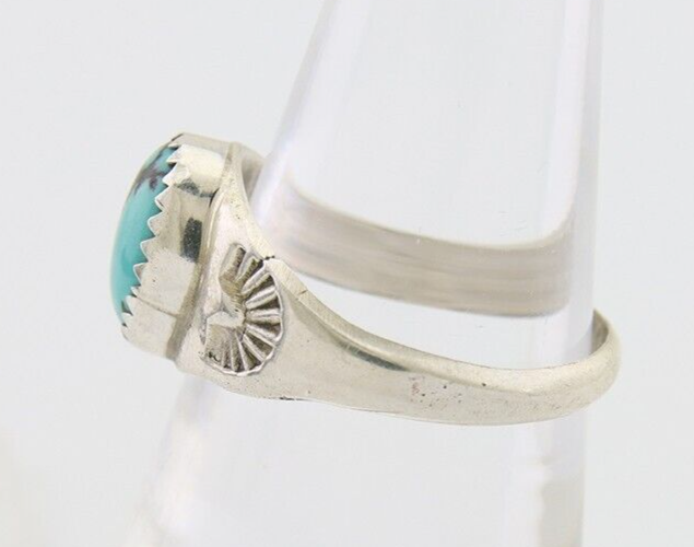 Navajo Ring 925 Silver Natural Blue Turquoise Native American Artist C.80's