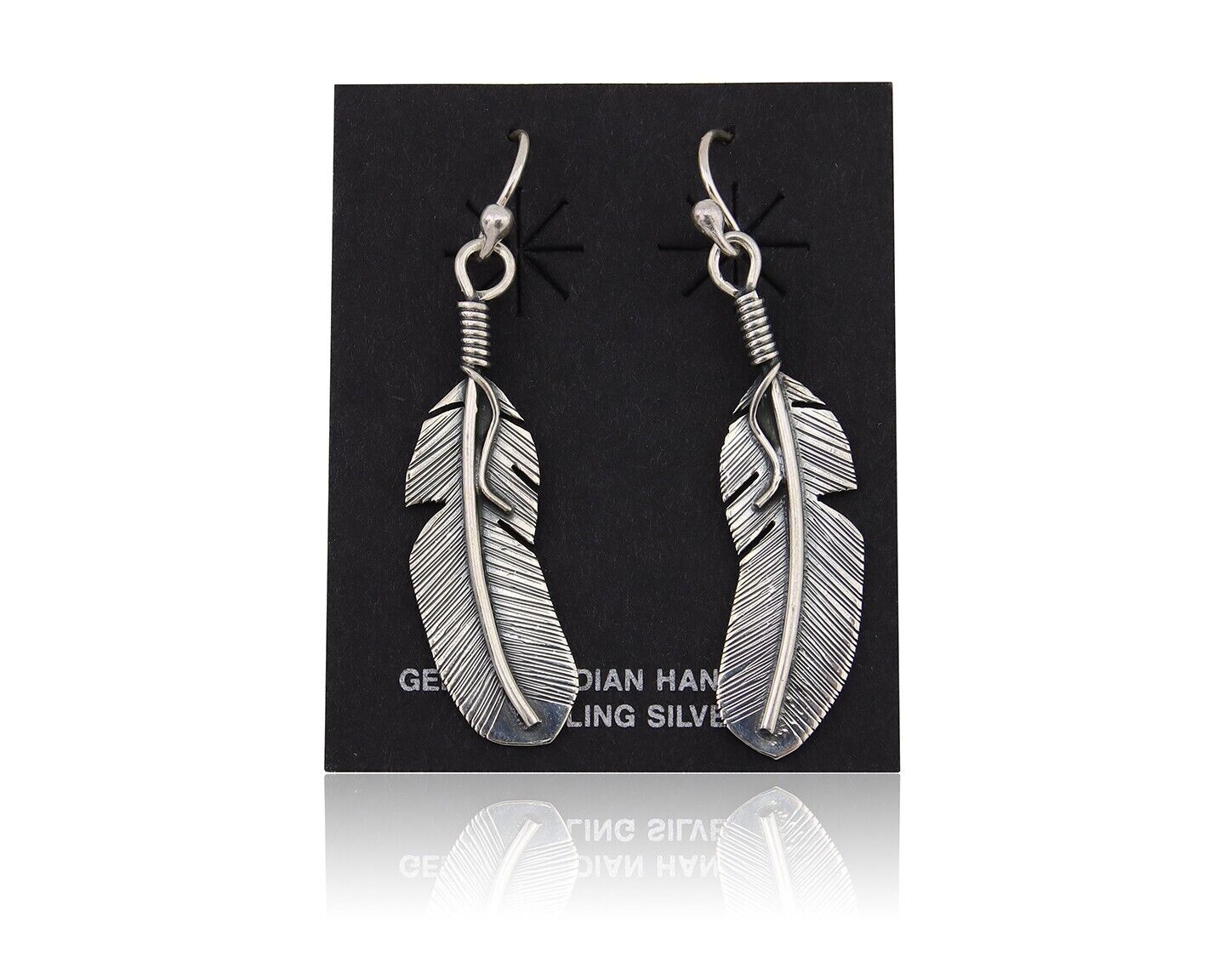Navajo Feather Earrings 925 Silver Native American Artist C.80's