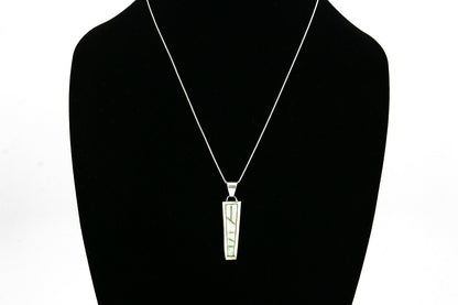 Navajo Inlaid Pendant .925 Silver Simulated Opal Necklace