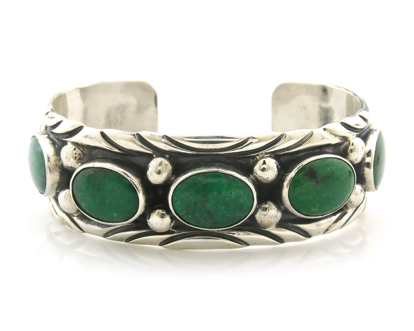 Men Navajo Bracelet Sterling Silver Natural Malachite Vintage Signed C Montoya