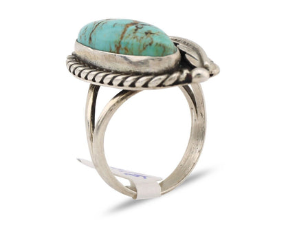 Navajo Ring 925 Silver Spiderweb Turquoise Native Artist Signed C.80's