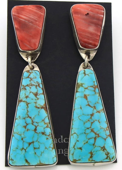 Navajo Dangle Earrings Sterling Silver Natural Gemstone Vintage Handmade