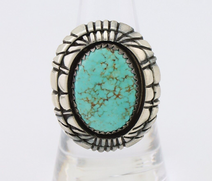 Navajo Ring 925 Silver Spiderweb Turquoise Native American Artist C.80's