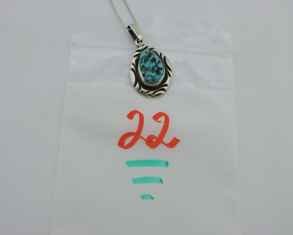 Navajo Necklace .925 Silver Kingman Turquoise Signed C Montoya C.80's