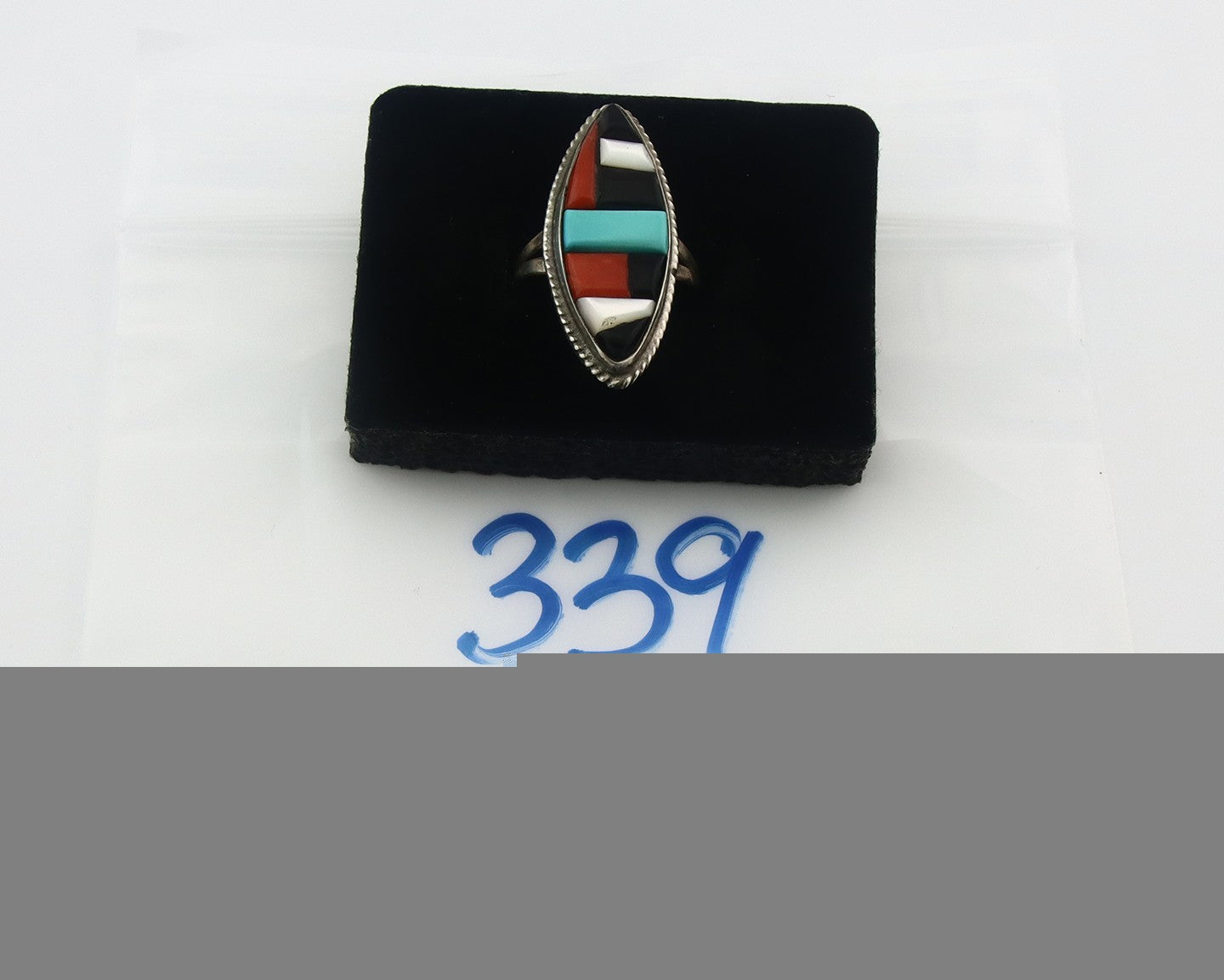 Vintage Zuni Ring Sterling Silver Authentic Gemstone Handmade Size 6.25