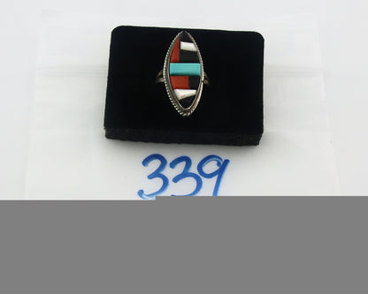 Vintage Zuni Ring Sterling Silver Authentic Gemstone Handmade Size 6.25