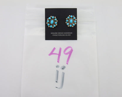 Navajo Shield Earrings 925 Silver Natural Turquoise Signed Nathaniel Curley C80s