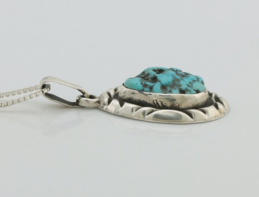 Navajo Necklace .925 Silver Kingman Turquoise Signed C Montoya C.80's