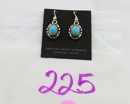 Navajo Earrings 925 Silver Sleeping Beauty Turquoise Native Artist C.80s