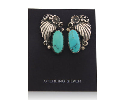 Navajo Earrings 925 Silver Natural Turquoise Native American Artist C.80's