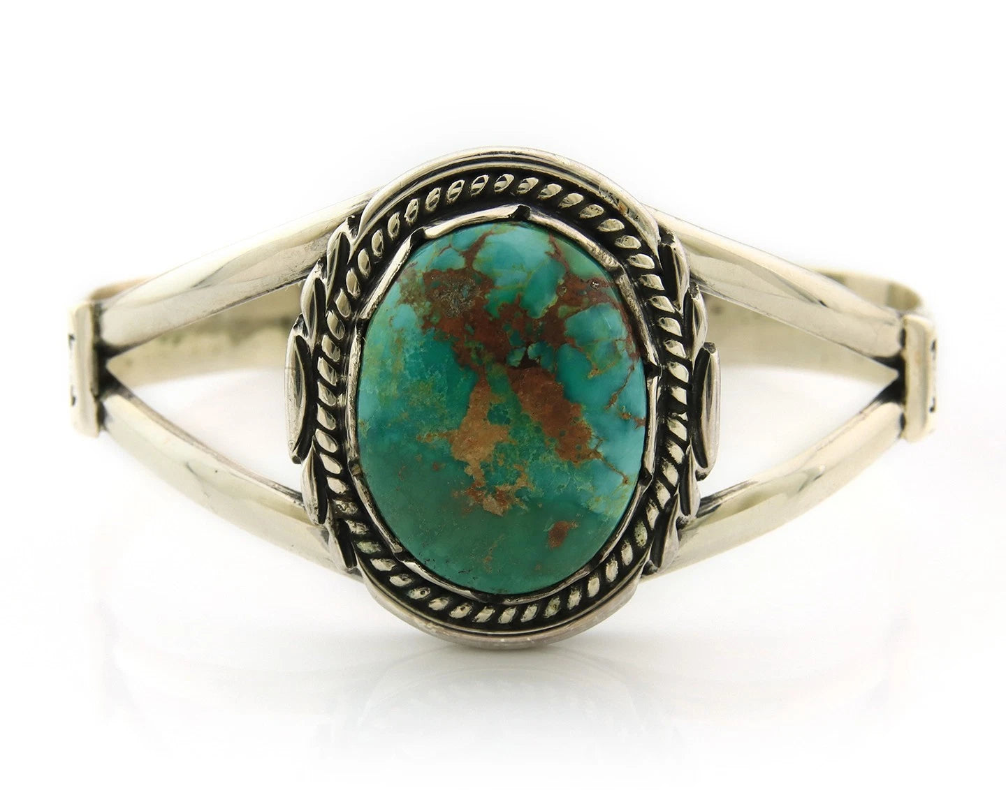Navajo Cuff Bracelet Sterling Silver Kingman Turquoise Vintage Signed Sunrise