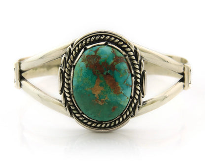 Navajo Cuff Bracelet Sterling Silver Kingman Turquoise Vintage Signed Sunrise