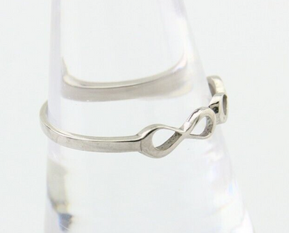 Infinity Heart Promise Ring 925 Solid Silver Size 8.25