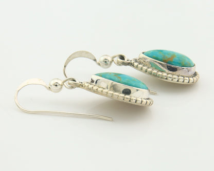 Navajo Earrings Sterling Silver Natural Turquoise Vintage Signed M