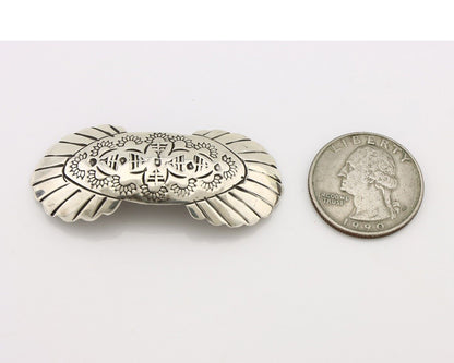 Women's Navajo Hair Clip Hand Stamped 925 Silver Native American Artist C.80's