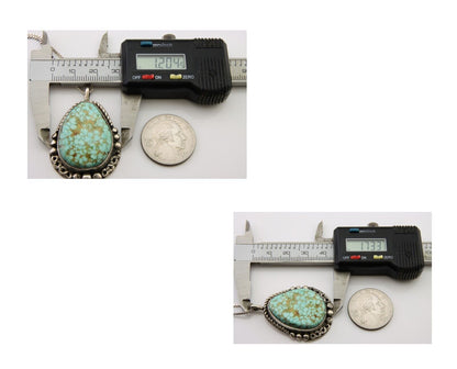 Navajo Pendant 925 Silver Turquoise Native Artist Signed The Blue Indian 1995