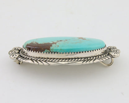 Navajo Pin Pendant 925 Silver Natural Blue Turquoise Artist signed SC C.80's
