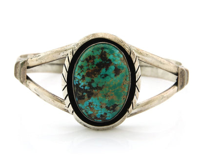 Navajo Cuff Bracelet Sterling Silver Vintage Turquoise Handmade Signed Sunrise