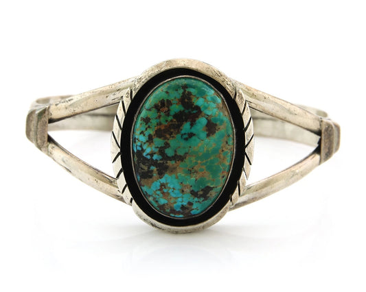 Navajo Cuff Bracelet Sterling Silver Vintage Turquoise Handmade Signed Sunrise