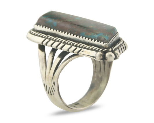 Vintage Navajo Ring 925 Sterling Authentic Turquoise Artist Signed TS Size 9.0